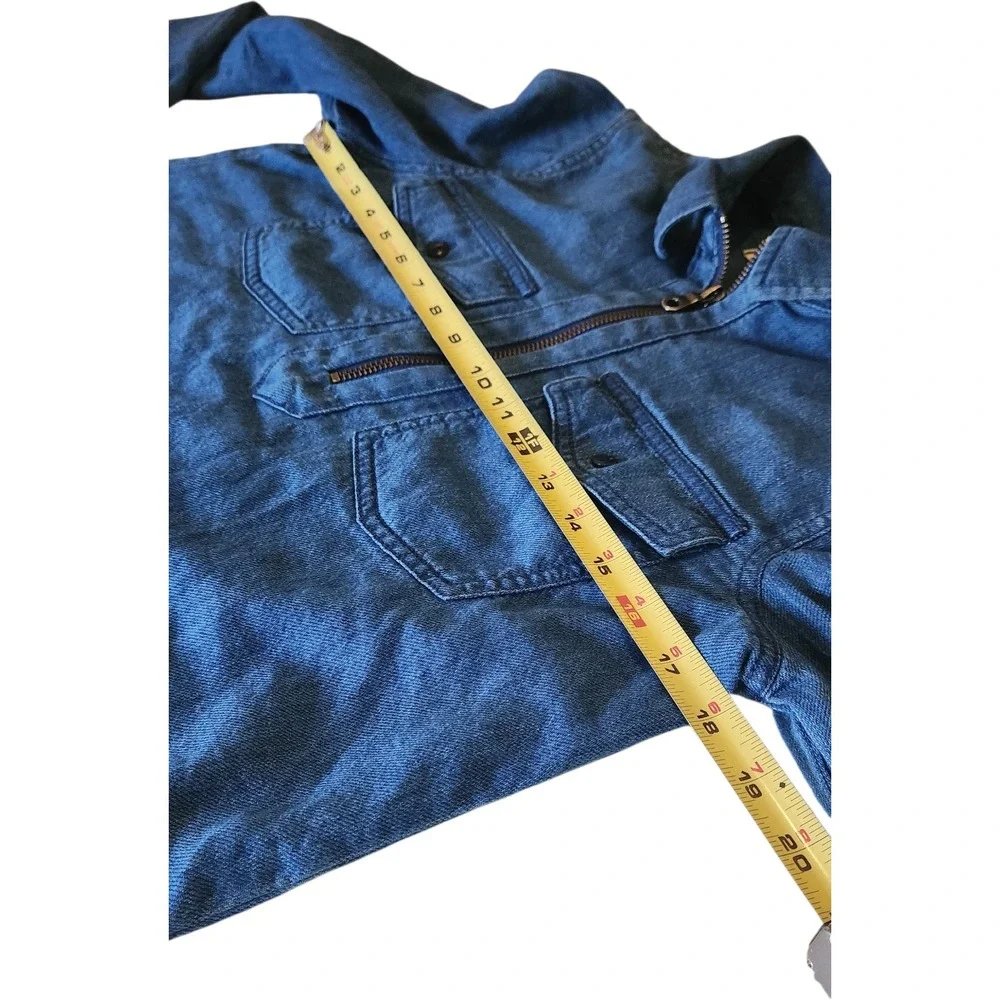 Madewell Womens Denim Quarter Zip Popover Shirt Indigo Blue Small Pockets - Picture 7 of 7